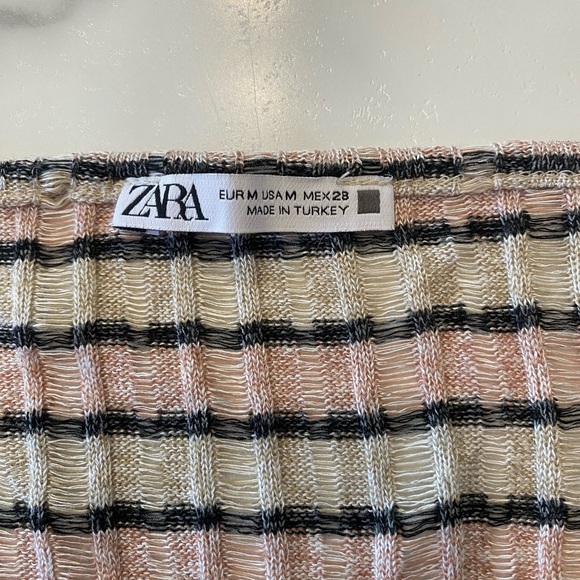 Zara top, pink and black striped knitted tank top size medium - Picture 9 of 16